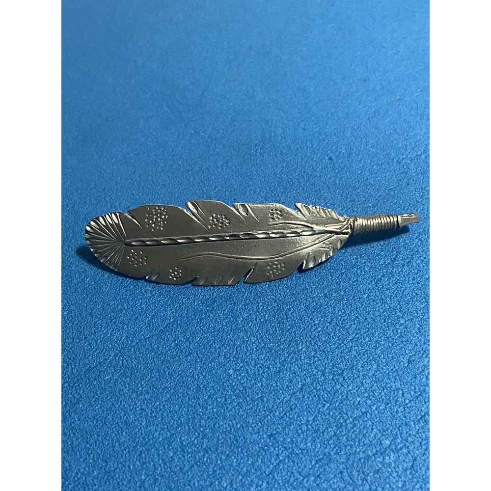 Vintage Metal Feather Engraved Hair clip Made In France
